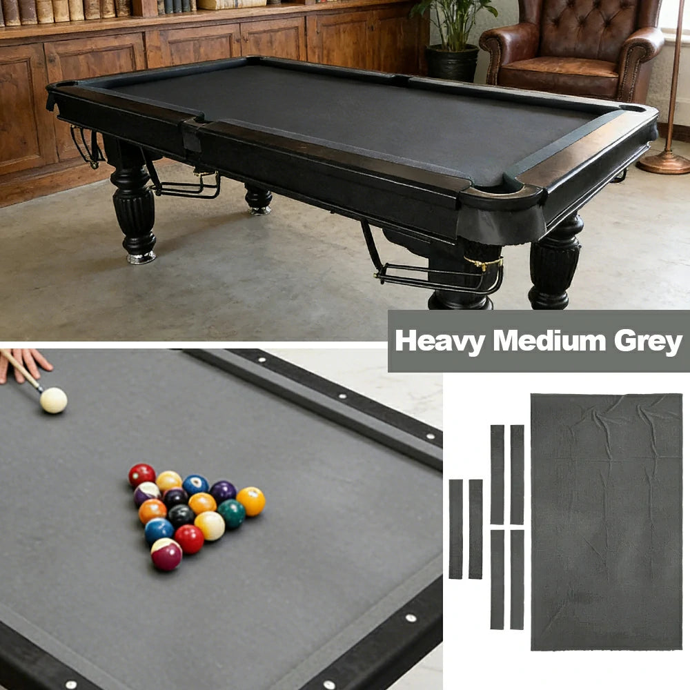 ARIX 7/8/9FT Billiard Table Cloth - High-Density Wool Blend, Anti-Pilling Durable Fabric for Smooth & Accurate Play - Heavy Medium Grey