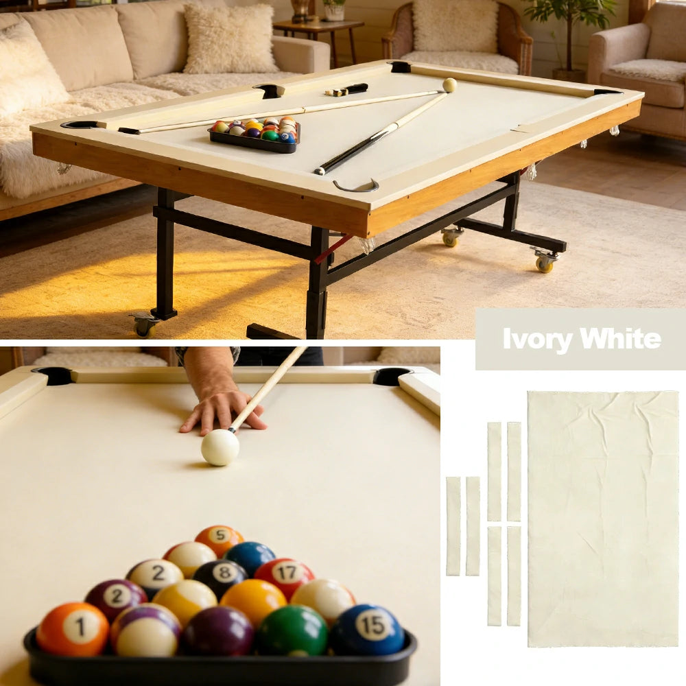 ARIX 7/8/9FT Billiard Table Cloth - High-Density Wool Blend, Anti-Pilling Durable Fabric for Smooth & Accurate Play - Ivory White