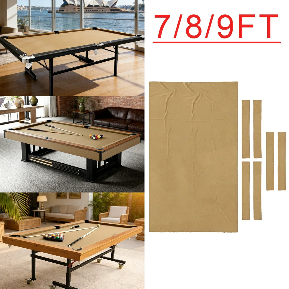 ARIX 7/8/9FT Billiard Table Cloth - High-Density Wool Blend, Anti-Pilling Durable Fabric for Smooth & Accurate Play - Khaki