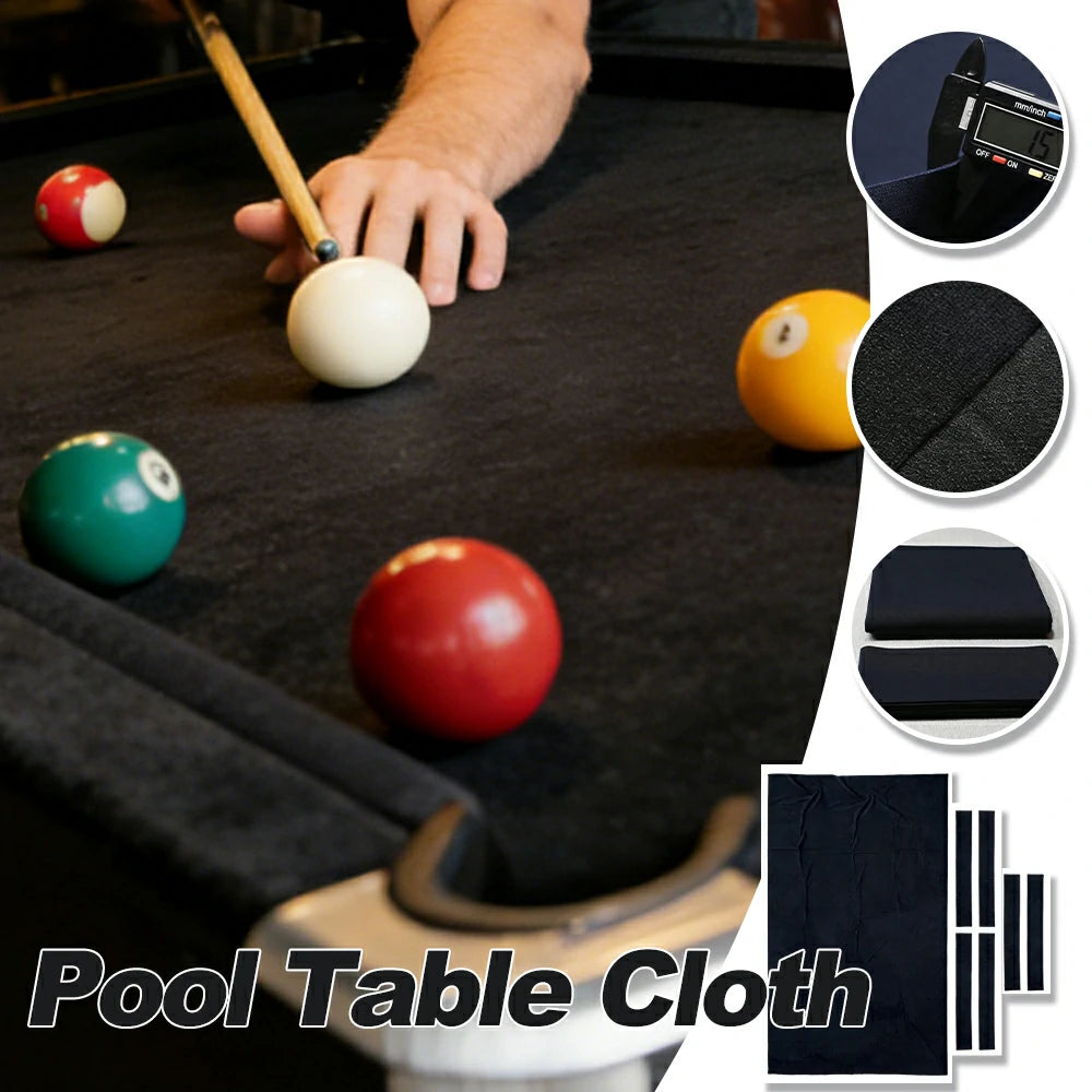 ARIX 7/8/9FT Billiard Table Cloth - High-Density Wool Blend, Anti-Pilling Durable Fabric for Smooth & Accurate Play - Matte Black