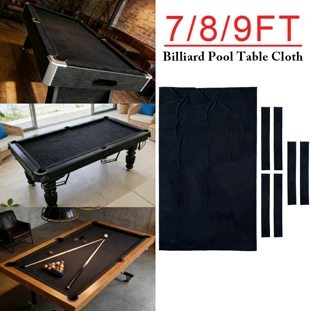 ARIX 7/8/9FT Billiard Table Cloth - High-Density Wool Blend, Anti-Pilling Durable Fabric for Smooth & Accurate Play - Matte Black