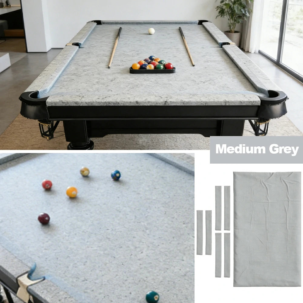 ARIX 7/8/9FT Billiard Table Cloth - High-Density Wool Blend, Anti-Pilling Durable Fabric for Smooth & Accurate Play - Medium Grey
