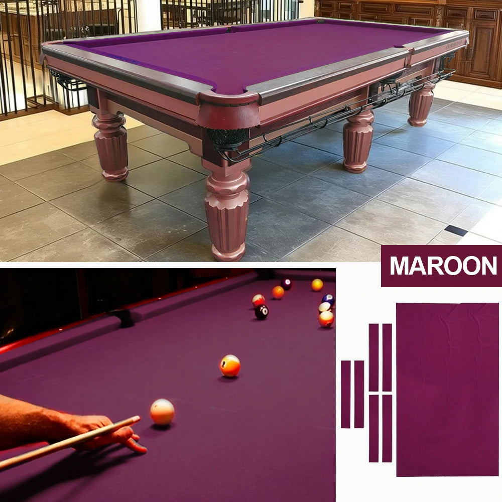 ARIX 7/8/9FT Billiard Table Cloth - High-Density Wool Blend, Anti-Pilling Durable Fabric for Smooth & Accurate Play - Maroon