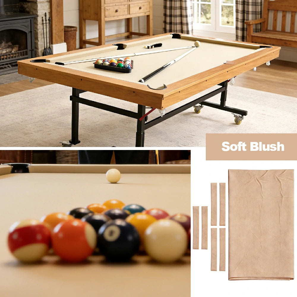 ARIX 7/8/9FT Billiard Table Cloth - High-Density Wool Blend, Anti-Pilling Durable Fabric for Smooth & Accurate Play - Soft Blush