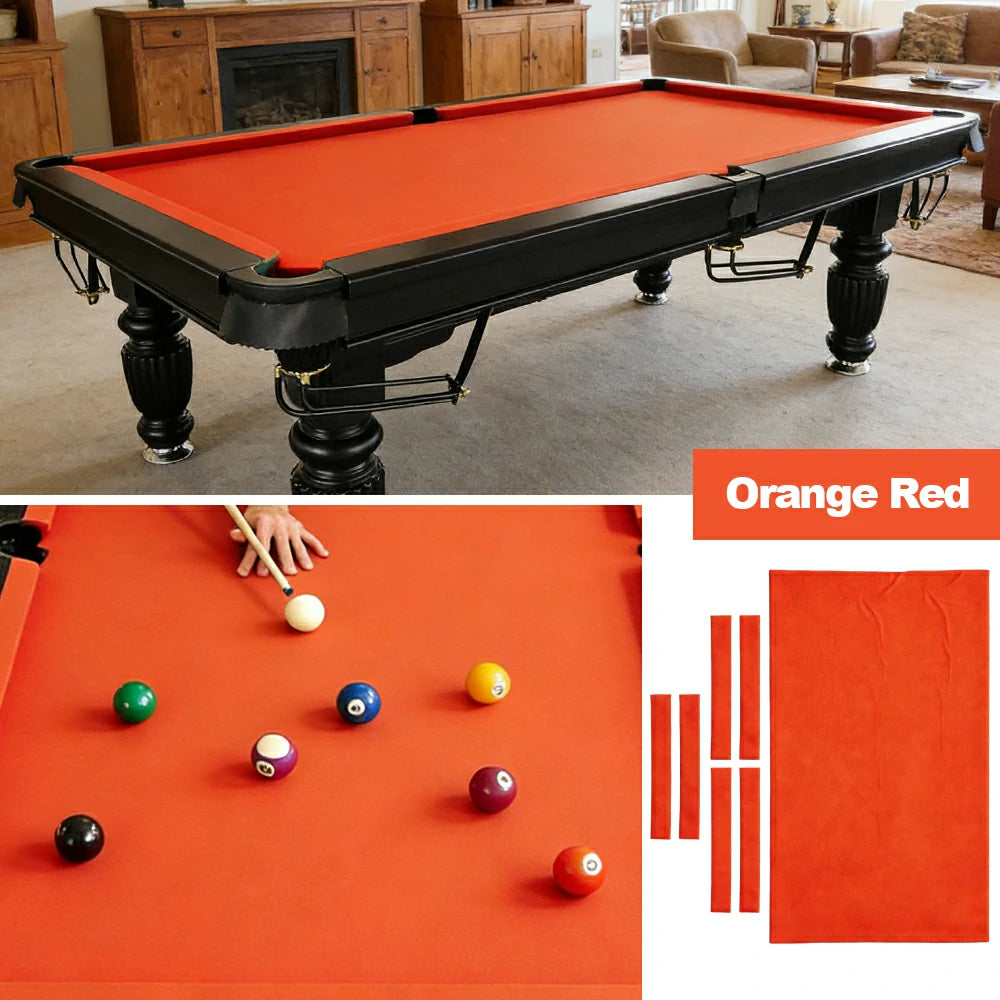 ARIX 7/8/9FT Billiard Table Cloth - High-Density Wool Blend, Anti-Pilling Durable Fabric for Smooth & Accurate Play - Orange Red