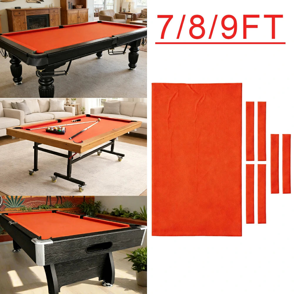 ARIX 7/8/9FT Billiard Table Cloth - High-Density Wool Blend, Anti-Pilling Durable Fabric for Smooth & Accurate Play - Orange Red