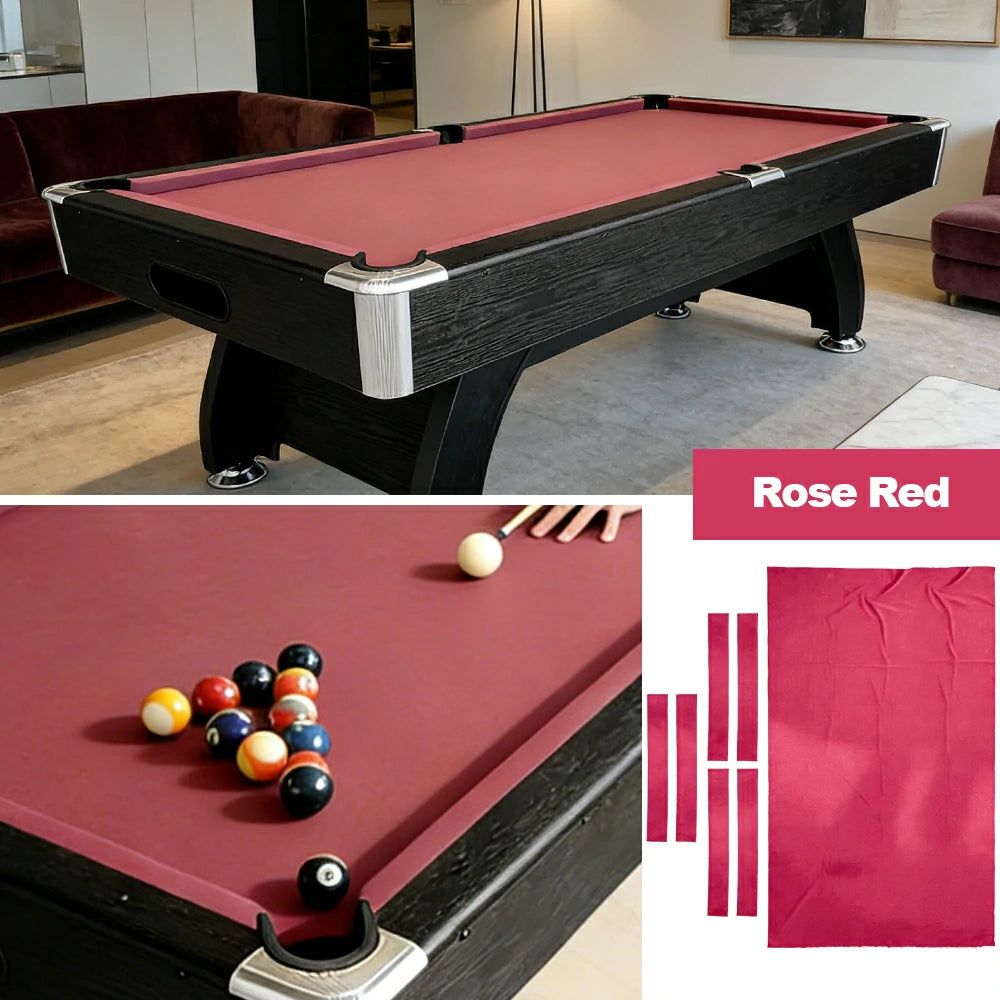 ARIX 7/8/9FT Billiard Table Cloth - High-Density Wool Blend, Anti-Pilling Durable Fabric for Smooth & Accurate Play - Rose Red