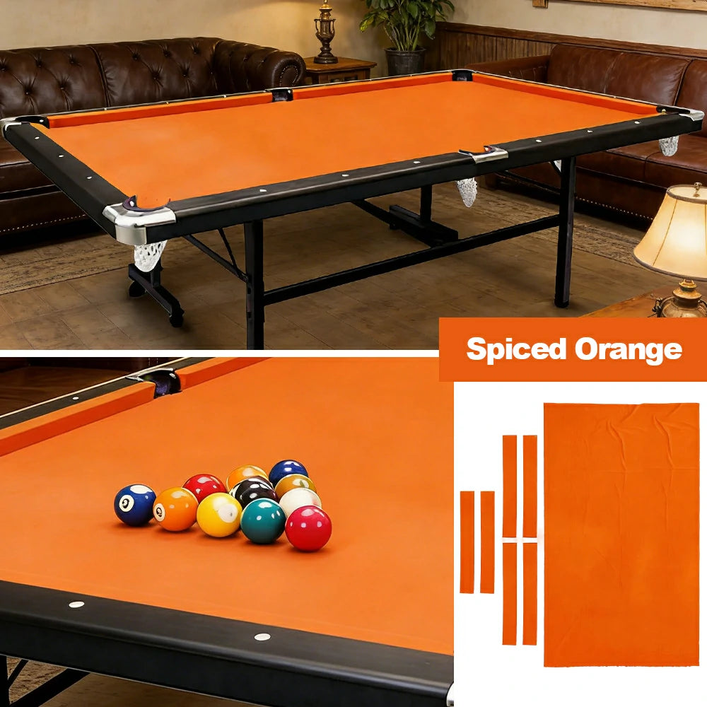 ARIX 7/8/9FT Billiard Table Cloth - High-Density Wool Blend, Anti-Pilling Durable Fabric for Smooth & Accurate Play - Spiced Orange
