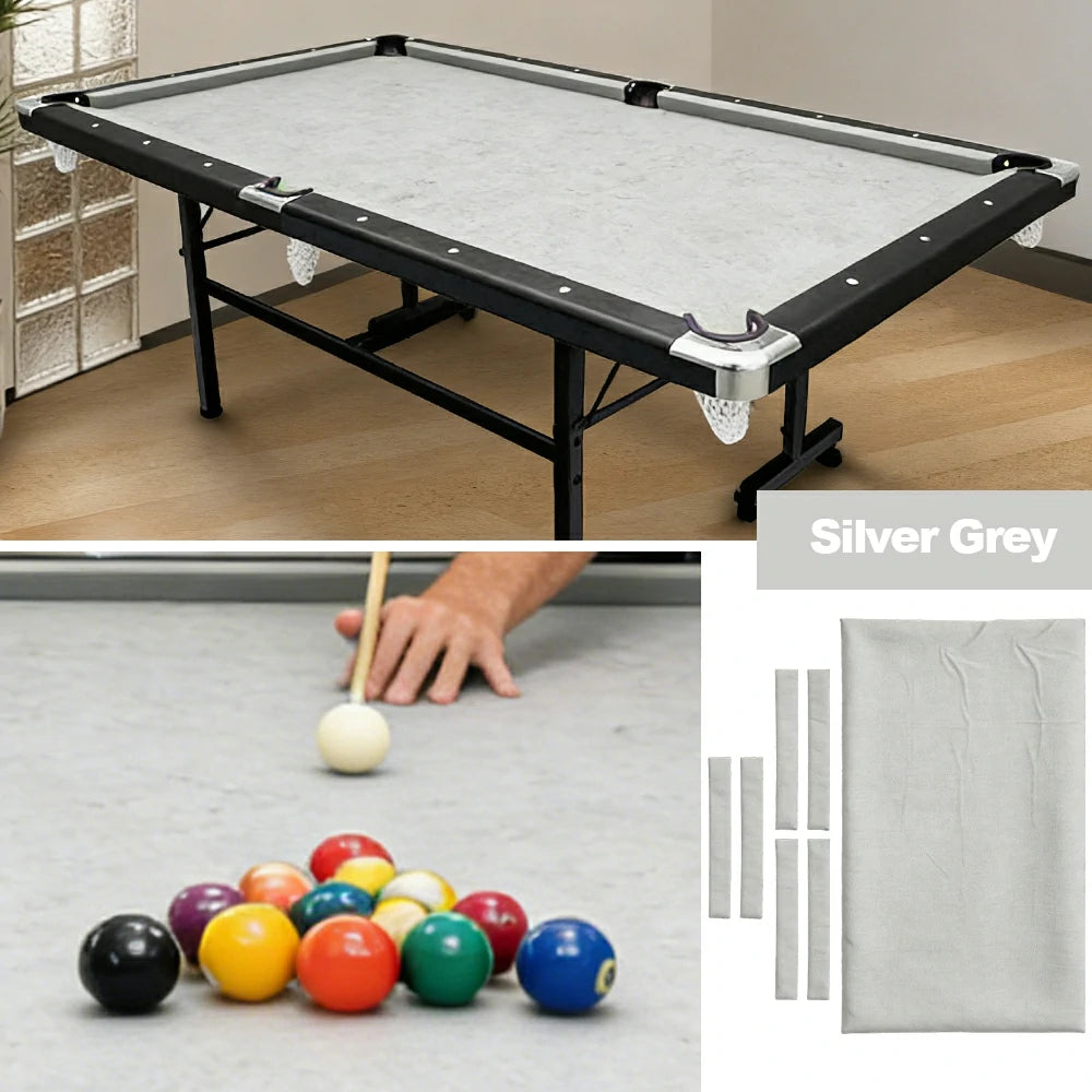 ARIX 7/8/9FT Billiard Table Cloth - High-Density Wool Blend, Anti-Pilling Durable Fabric for Smooth & Accurate Play - Silver Grey
