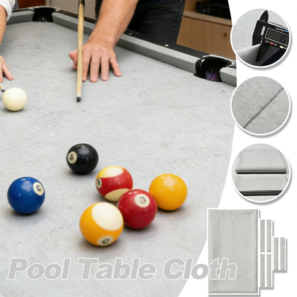 ARIX 7/8/9FT Billiard Table Cloth - High-Density Wool Blend, Anti-Pilling Durable Fabric for Smooth & Accurate Play - Silver Grey