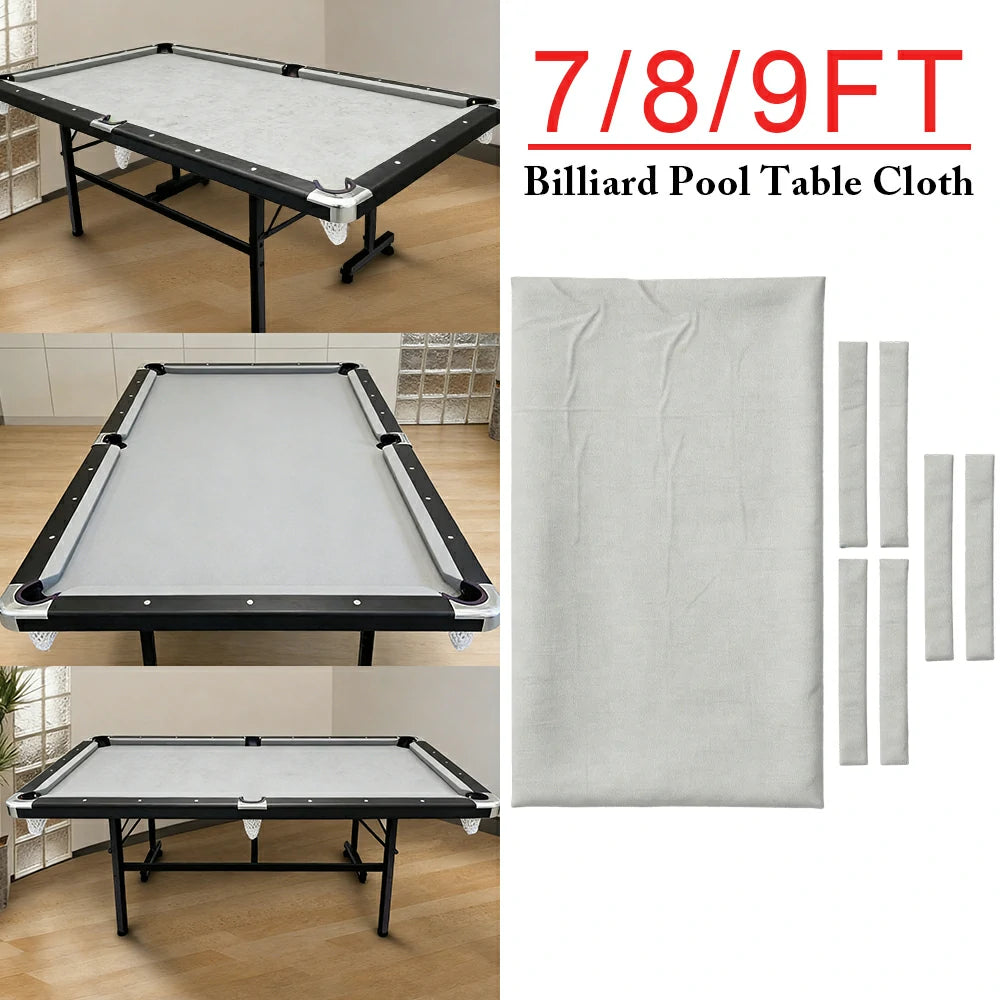 ARIX 7/8/9FT Billiard Table Cloth - High-Density Wool Blend, Anti-Pilling Durable Fabric for Smooth & Accurate Play - Silver Grey