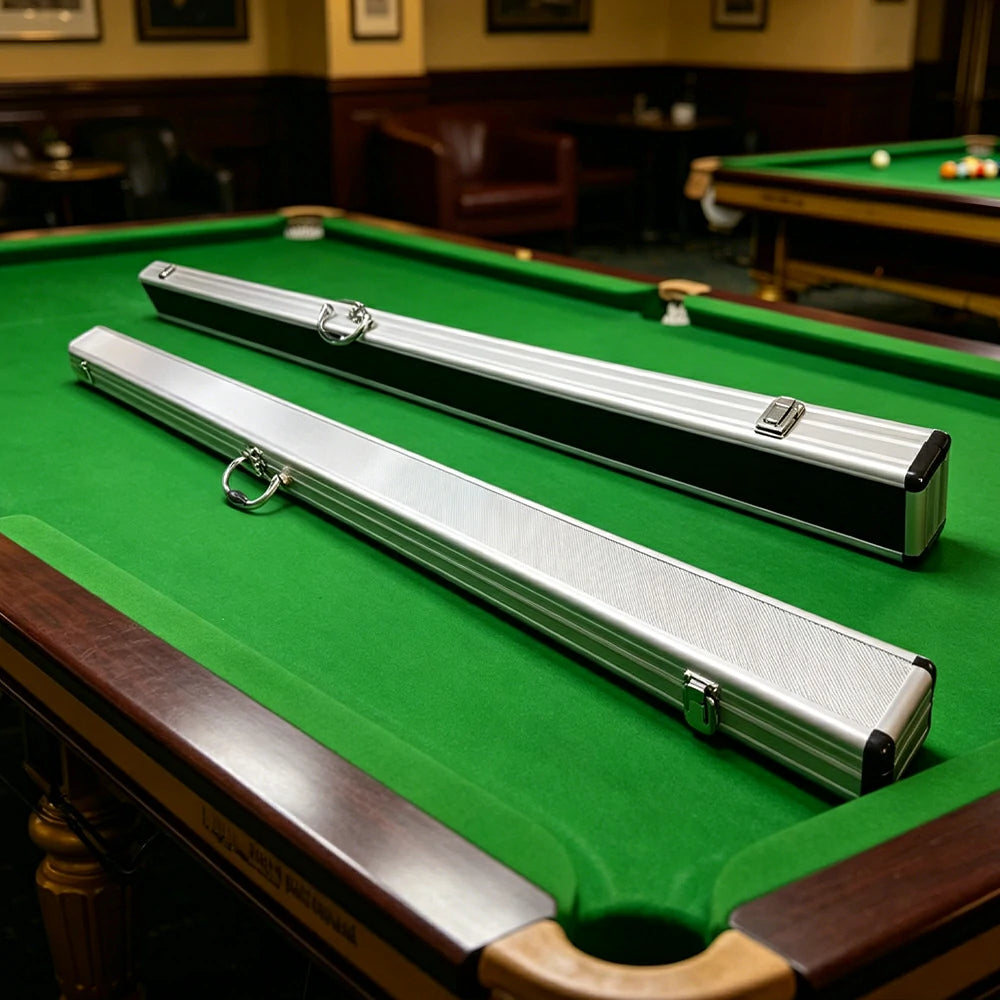 ARIX Cue Case 48", 3/4-Length Design, Holds 2 Cues, Aluminium Hard Shell with Foam Interior & Metal Clasps - Silver