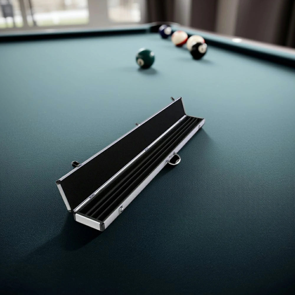 ARIX Cue Case 48", 3/4-Length Design, Holds 2 Cues, Aluminium Hard Shell with Foam Interior & Metal Clasps - Silver