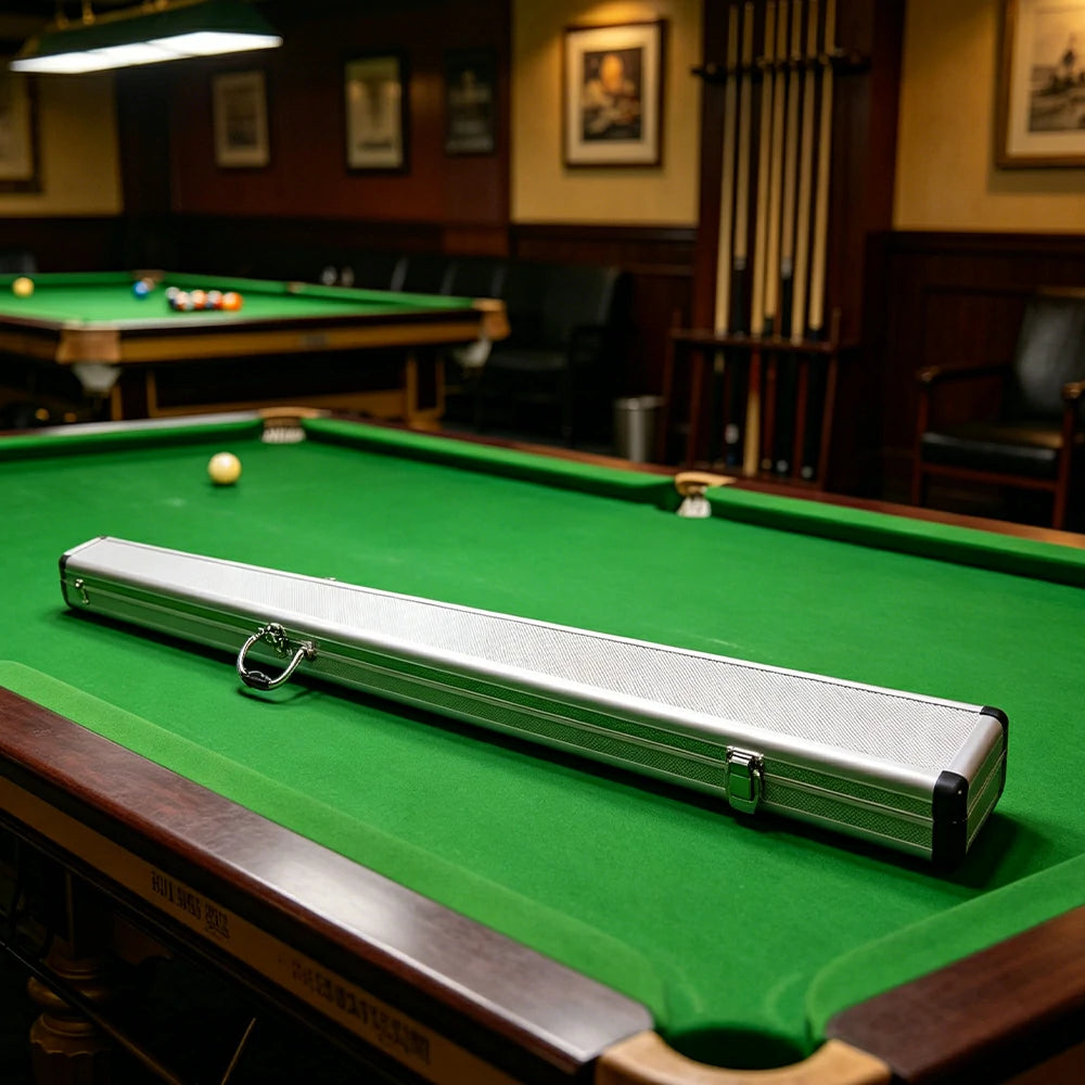 ARIX Cue Case 48", 3/4-Length Design, Holds 2 Cues, Aluminium Hard Shell with Foam Interior & Metal Clasps - Silver