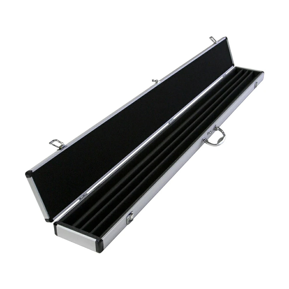 ARIX Cue Case 48", 3/4-Length Design, Holds 2 Cues, Aluminium Hard Shell with Foam Interior & Metal Clasps - Silver