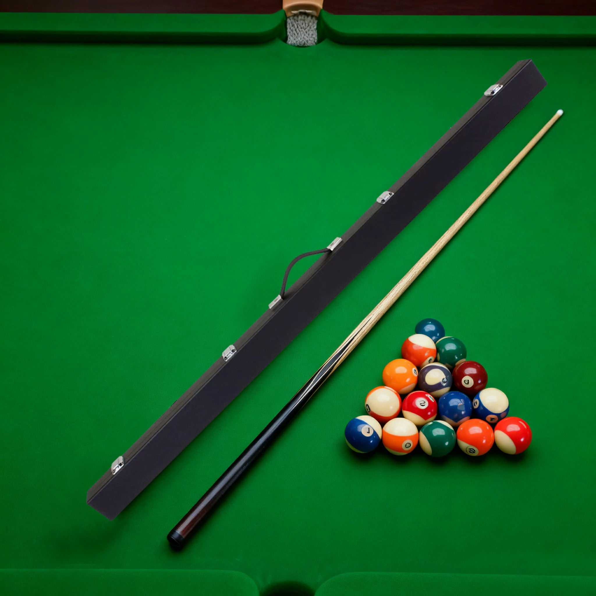 ARIX Premium 3/4 Cue Case, Black Hard Shell with Red Lined Interior, Reinforced Metal Clasps and Carry Handle - Black