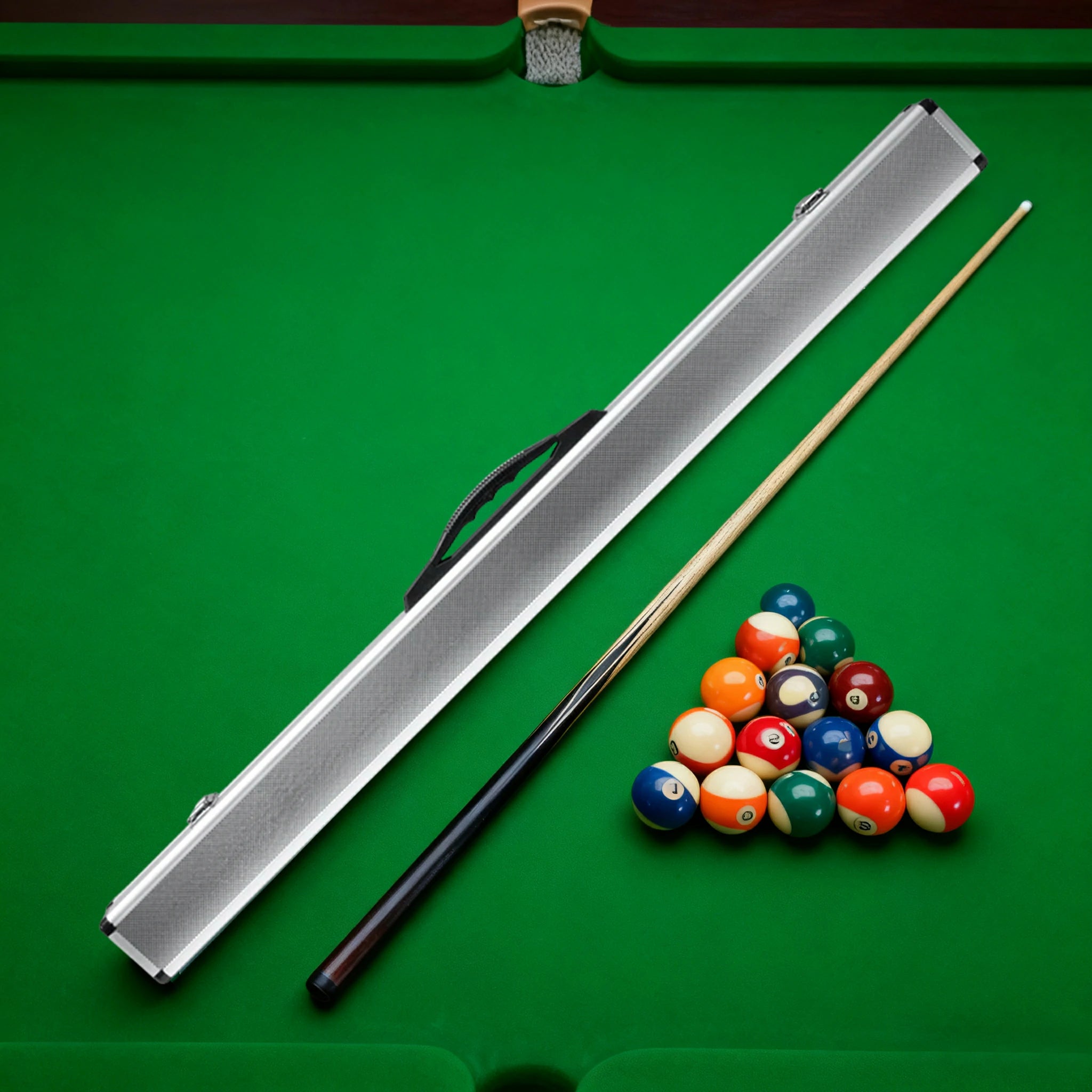 ARIX Cue Case 90cm for 2-Piece Cue & Extension, Aluminium Hard Shell with Foam Interior, Secure Metal Clasps - Silver