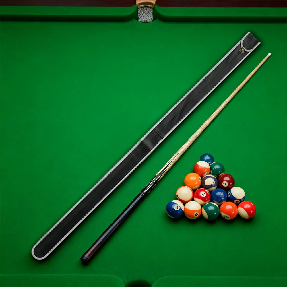 ARIX Soft Cue Sleeve 57", Imitation Leather with Grey Trim, Light Padding and Brass Buckle Clip – 1-Piece Cue Case - Black