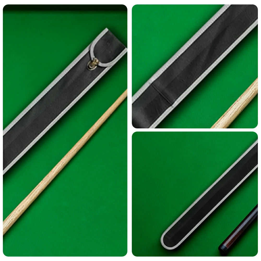 ARIX Soft Cue Sleeve 57", Imitation Leather with Grey Trim, Light Padding and Brass Buckle Clip – 1-Piece Cue Case - Black