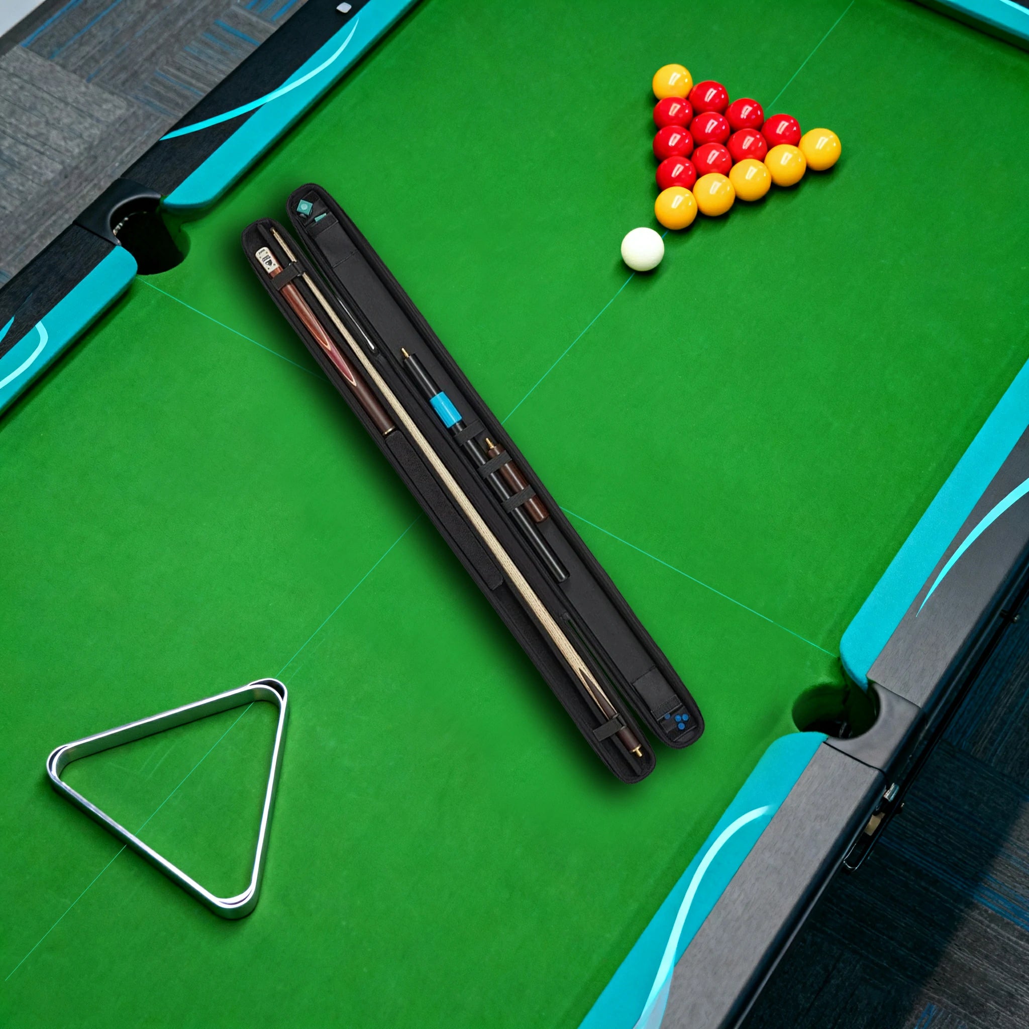 ARIX 3/4 Cue Case, Hard EVA Shell with Foam-Padded Interior, Accessory Slots & Secure Zip Closure - Black