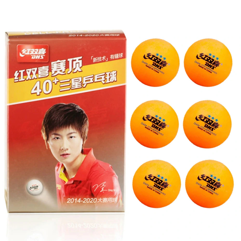 DOUBLE HAPPINESS 40mm+ 3-Star Table Tennis Balls – Durable ABS Seamless Design, Pack of 6