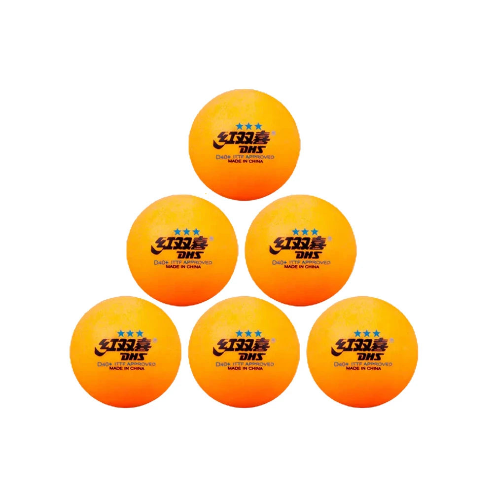 DOUBLE HAPPINESS 40mm+ 3-Star Table Tennis Balls – Durable ABS Seamless Design, Pack of 6
