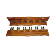 ARIX Deluxe Clip Wall Rack, 6-Cue Wooden Wall-Mounted Holder with Smooth Finish and Secure Cue Clips - Oak Wood Tone