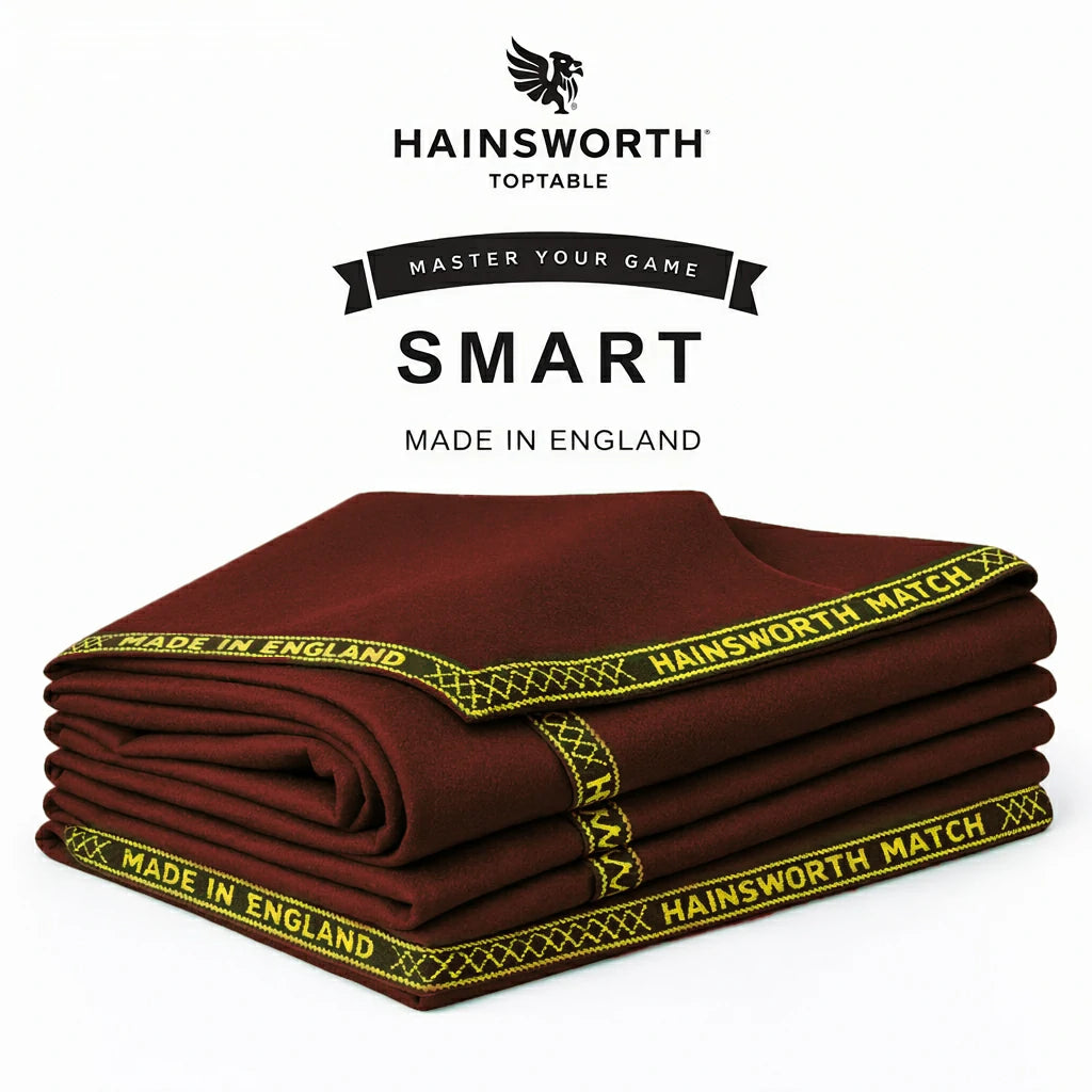 Hainsworth Smart Precut Cloth - 7/8/9/12FT Professional Speed & Control, 460gsm Directional Nap for Snooker & Pool Tables - Maroon