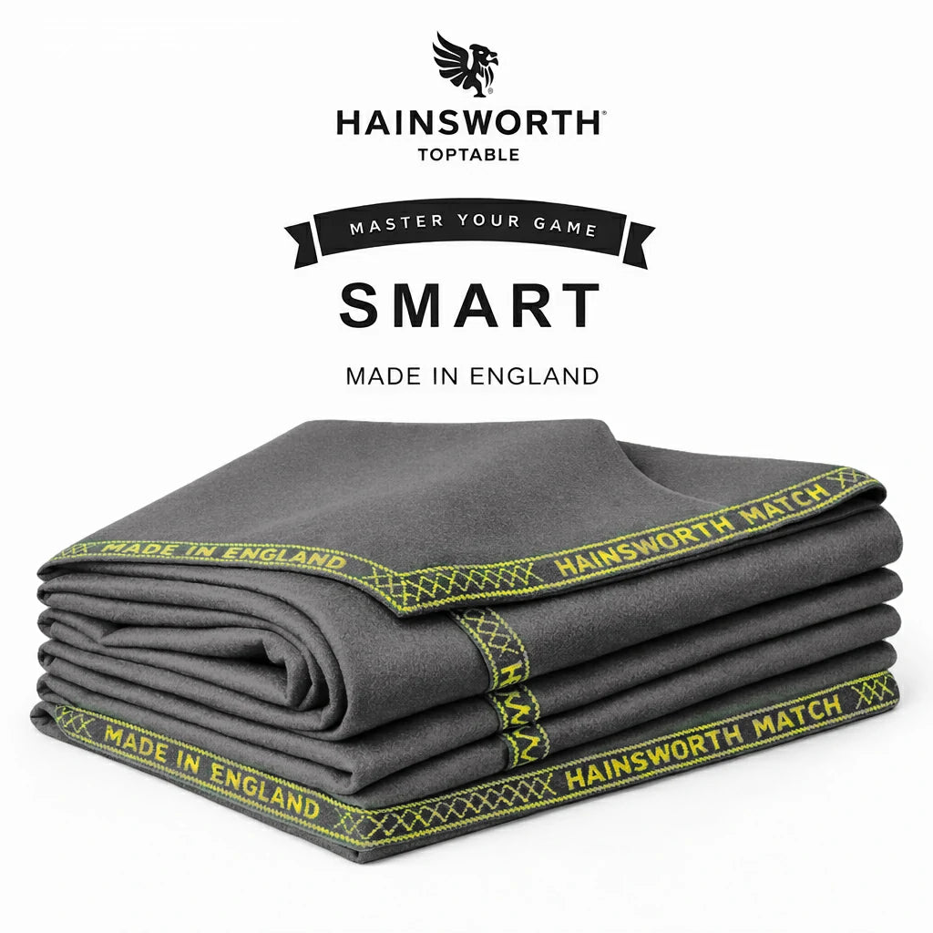 Hainsworth Smart Precut Cloth - 7/8/9/12FT Professional Speed & Control, 460gsm Directional Nap for Snooker & Pool Tables - Silver