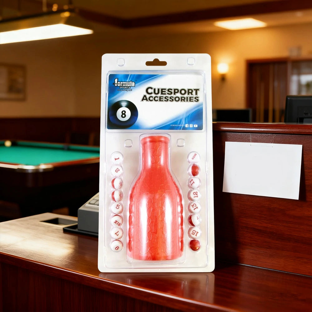 ARIX Leather Kelly Pool Shaker Bottle, Premium Black Shaker for 16 Kelly/Pea Pool Marbles - Red