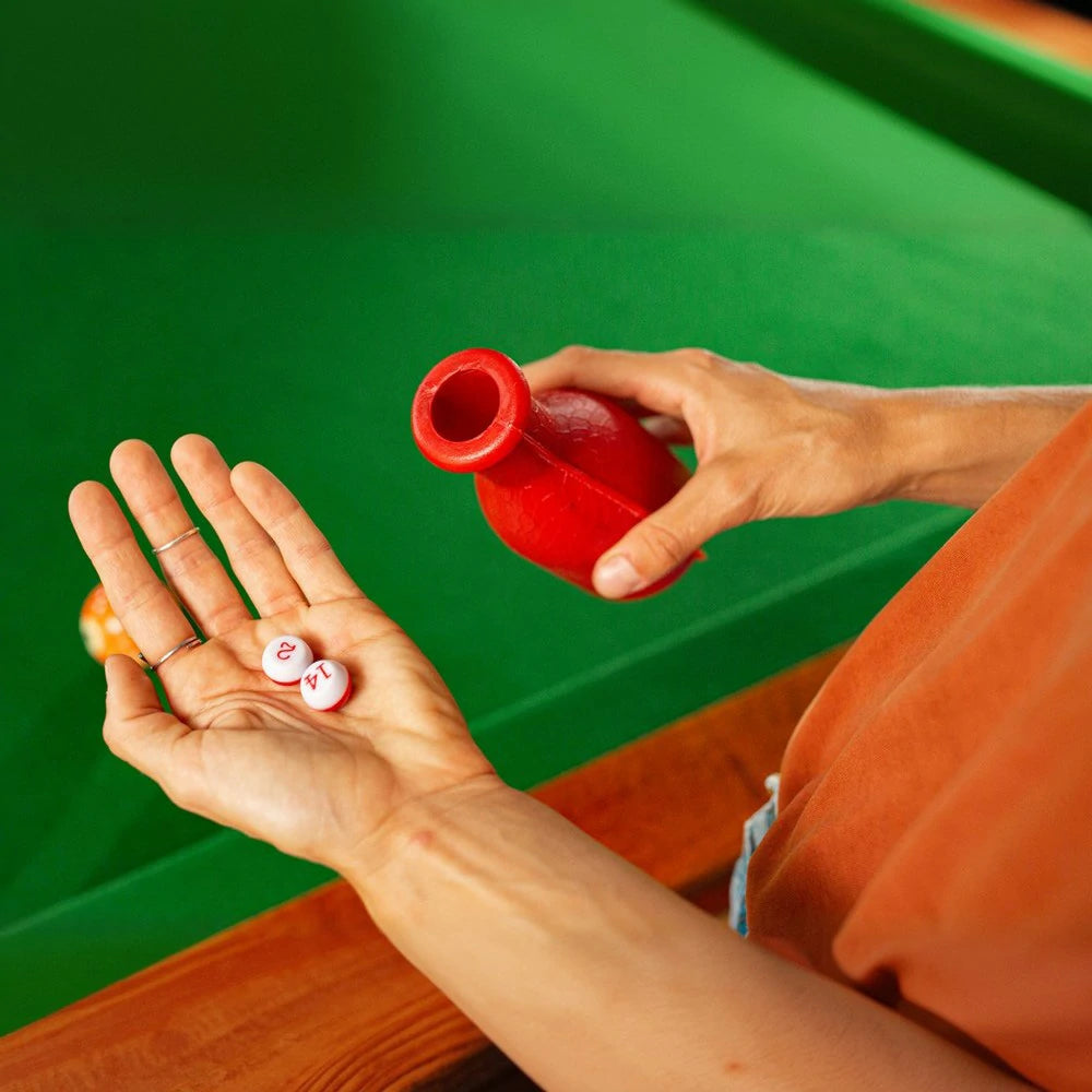 ARIX Leather Kelly Pool Shaker Bottle, Premium Black Shaker for 16 Kelly/Pea Pool Marbles - Red