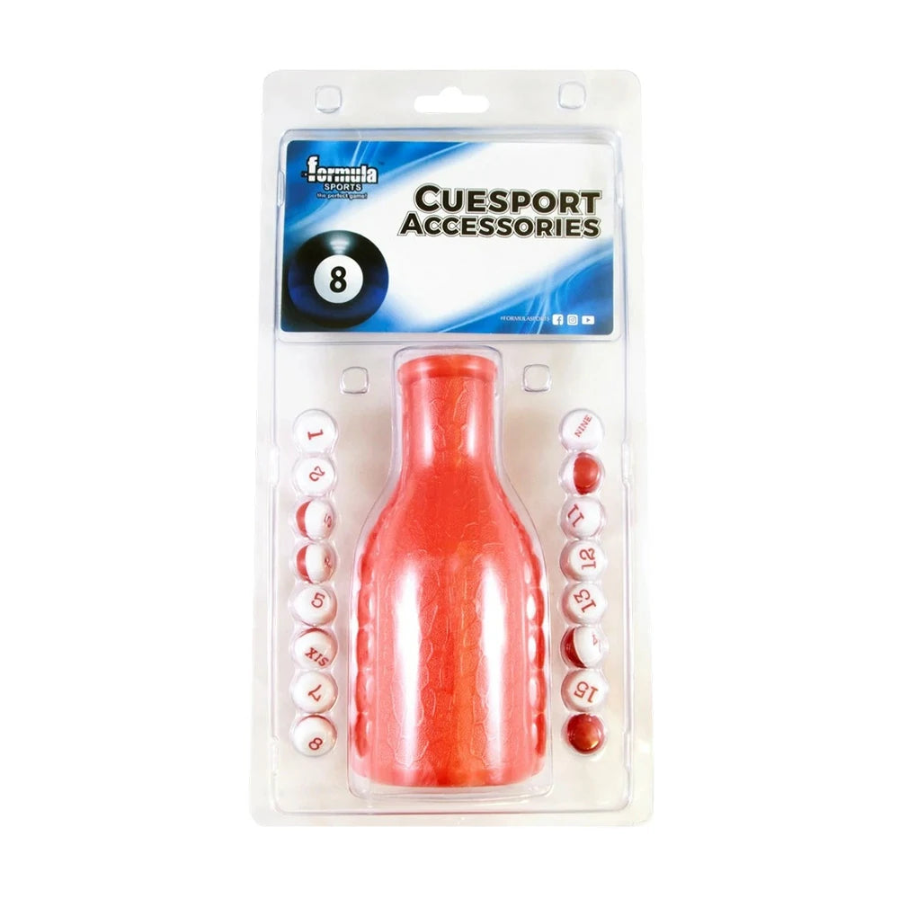 ARIX Leather Kelly Pool Shaker Bottle, Premium Black Shaker for 16 Kelly/Pea Pool Marbles - Red