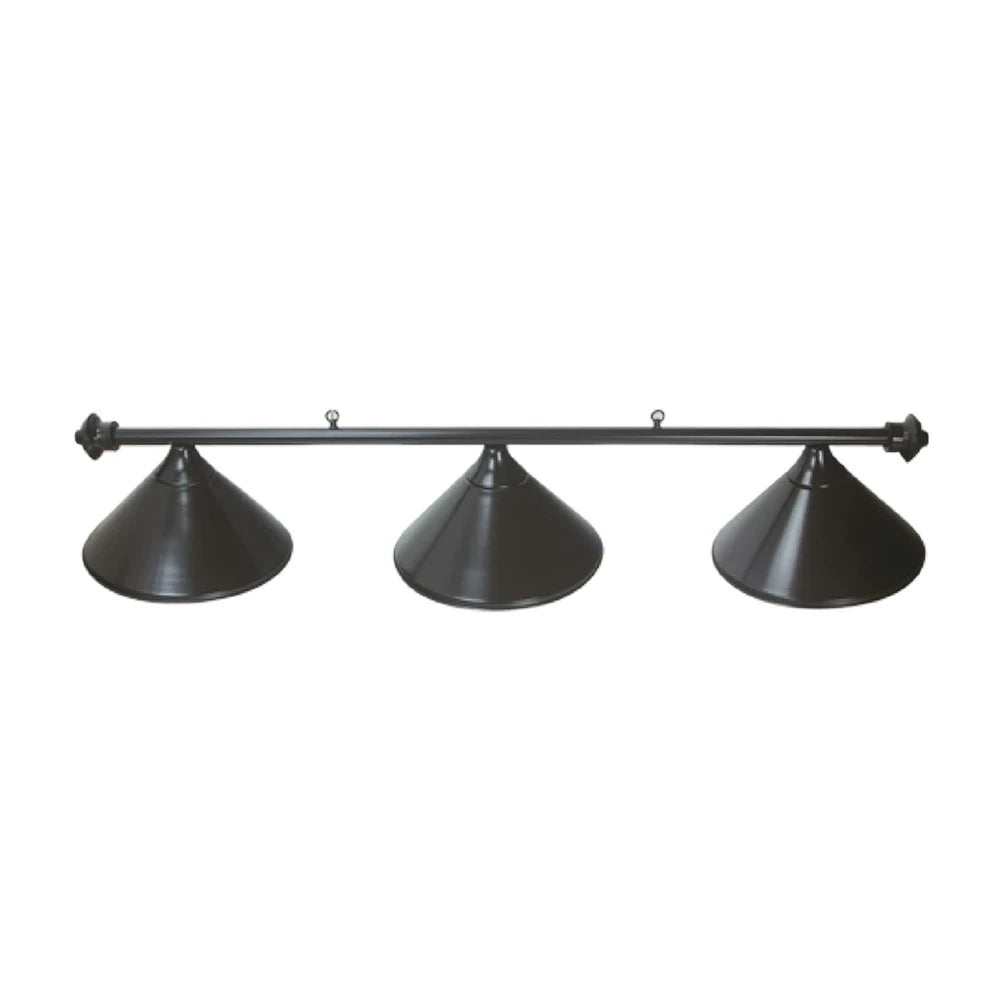 ARIX 55" Light Rail, 3-Shade Metal Billiard Lighting with Black Finish - Complete Rail with Matching Black Shades