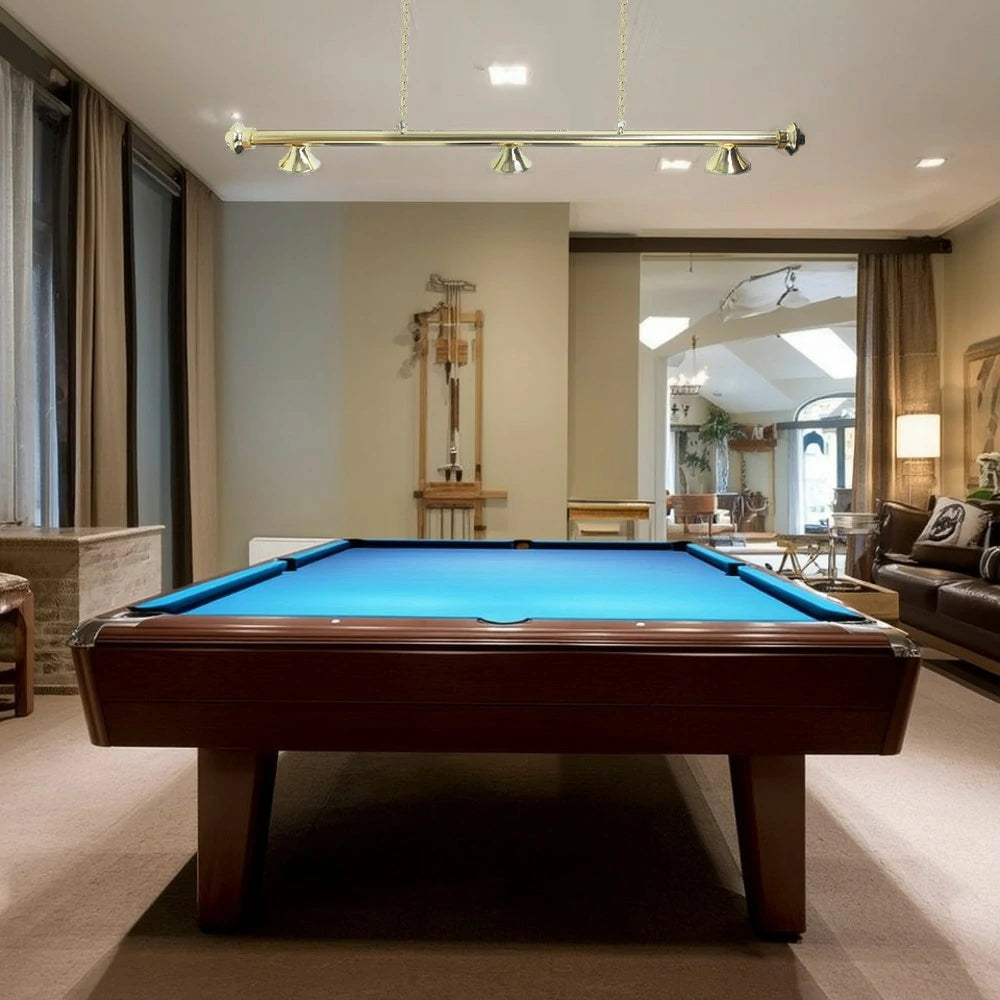 ARIX 55/72" Light Rail, 3-Shade Metal Billiard Lighting with Brass Finish - Complete Rail & Matching Brass Shades