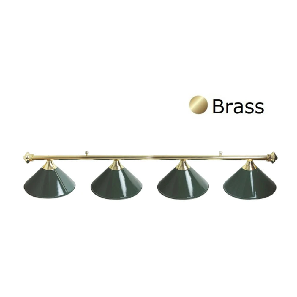 ARIX 55/72" Light Rail, 3-Shade Metal Billiard Lighting with Brass Finish - Complete Rail & Matching Brass Shades