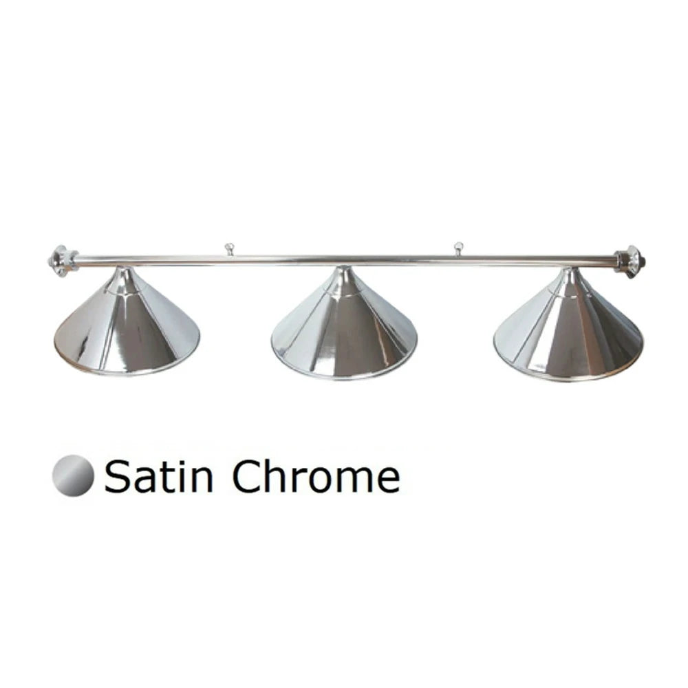 ARIX 55/72" Light Rail, 3-Shade & 4-Shade Metal Billiard Lighting with Satin Chrome Finish - Complete Rail & Matching Satin Chrome Shades