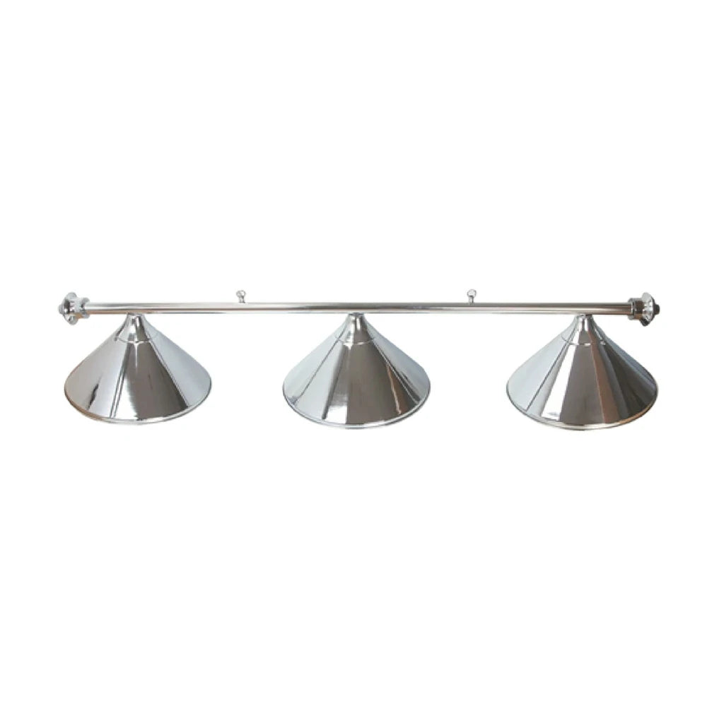 ARIX 55/72" Light Rail, 3-Shade & 4-Shade Metal Billiard Lighting with Satin Chrome Finish - Complete Rail & Matching Satin Chrome Shades