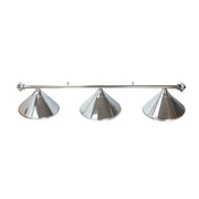 ARIX 55/72" Light Rail, 3-Shade & 4-Shade Metal Billiard Lighting with Satin Chrome Finish - Complete Rail & Matching Satin Chrome Shades