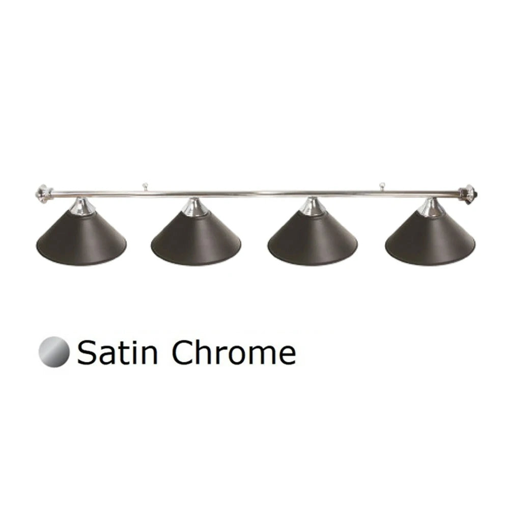 ARIX 55/72" Light Rail, 3-Shade & 4-Shade Metal Billiard Lighting with Satin Chrome Finish - Complete Rail & Matching Satin Chrome Shades