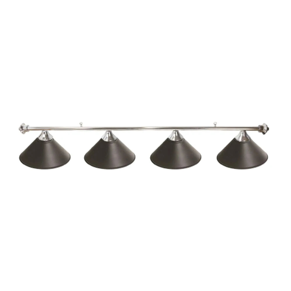 ARIX 55/72" Light Rail, 3-Shade & 4-Shade Metal Billiard Lighting with Satin Chrome Finish - Complete Rail & Matching Satin Chrome Shades