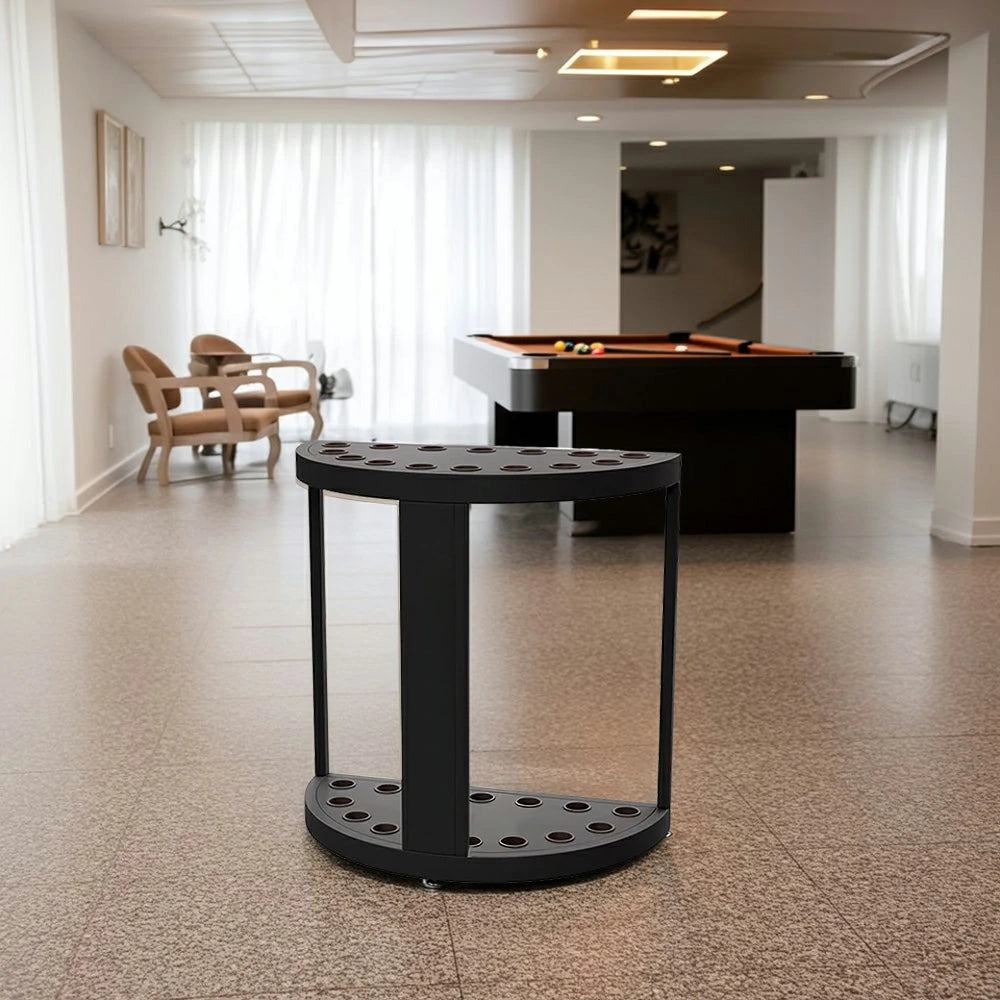 ARIX 15-Hole Cue Rack Space-Saving High-Capacity Iron Frame Rust-Resistant Baked Finish Multi-Slot Design with Soft Rubber Inserts - Black