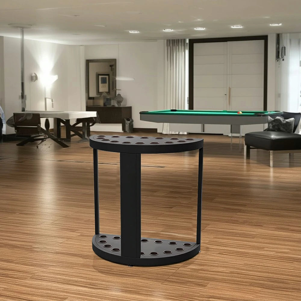 ARIX 15-Hole Cue Rack Space-Saving High-Capacity Iron Frame Rust-Resistant Baked Finish Multi-Slot Design with Soft Rubber Inserts - Black