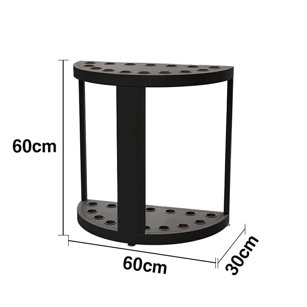 ARIX 15-Hole Cue Rack Space-Saving High-Capacity Iron Frame Rust-Resistant Baked Finish Multi-Slot Design with Soft Rubber Inserts - Black