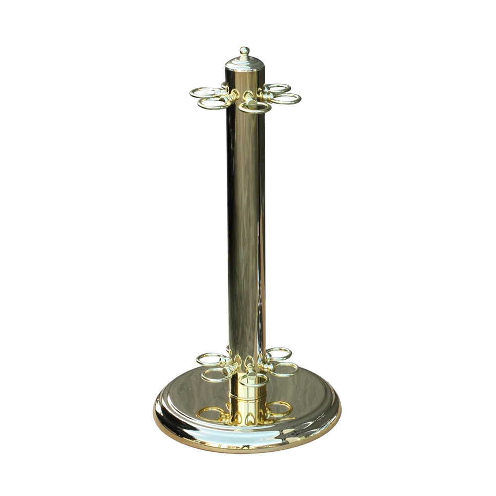 ARIX Metal Cue Stand, 6-Cue Freestanding Holder with Brass Finish and Stable Round Base - Brass