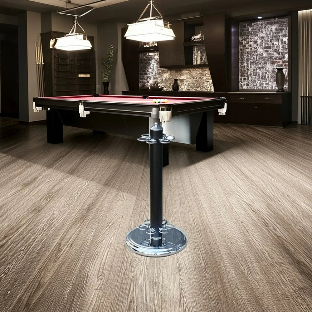 ARIX Metal Cue Stand, 6-Cue Freestanding Holder with Chrome Finish and Stable Round Base - Chrome