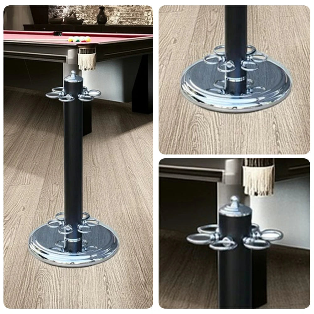 ARIX Metal Cue Stand, 6-Cue Freestanding Holder with Chrome Finish and Stable Round Base - Chrome