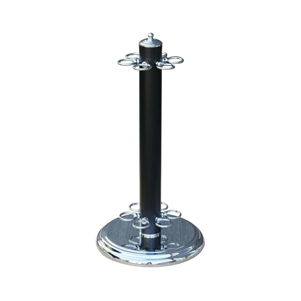 ARIX Metal Cue Stand, 6-Cue Freestanding Holder with Chrome Finish and Stable Round Base - Chrome