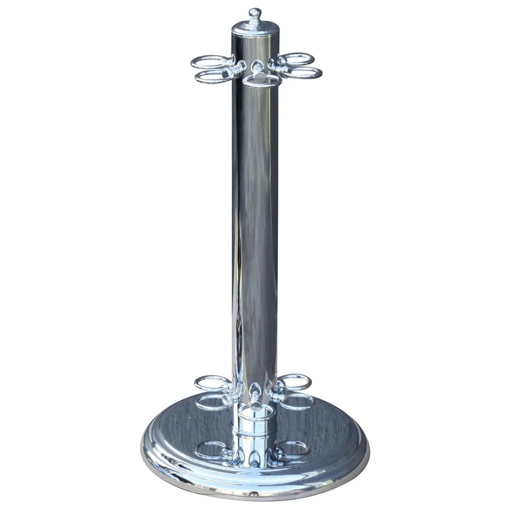ARIX Metal Cue Stand, 6-Cue Freestanding Holder with Chrome Finish and Stable Round Base - Chrome