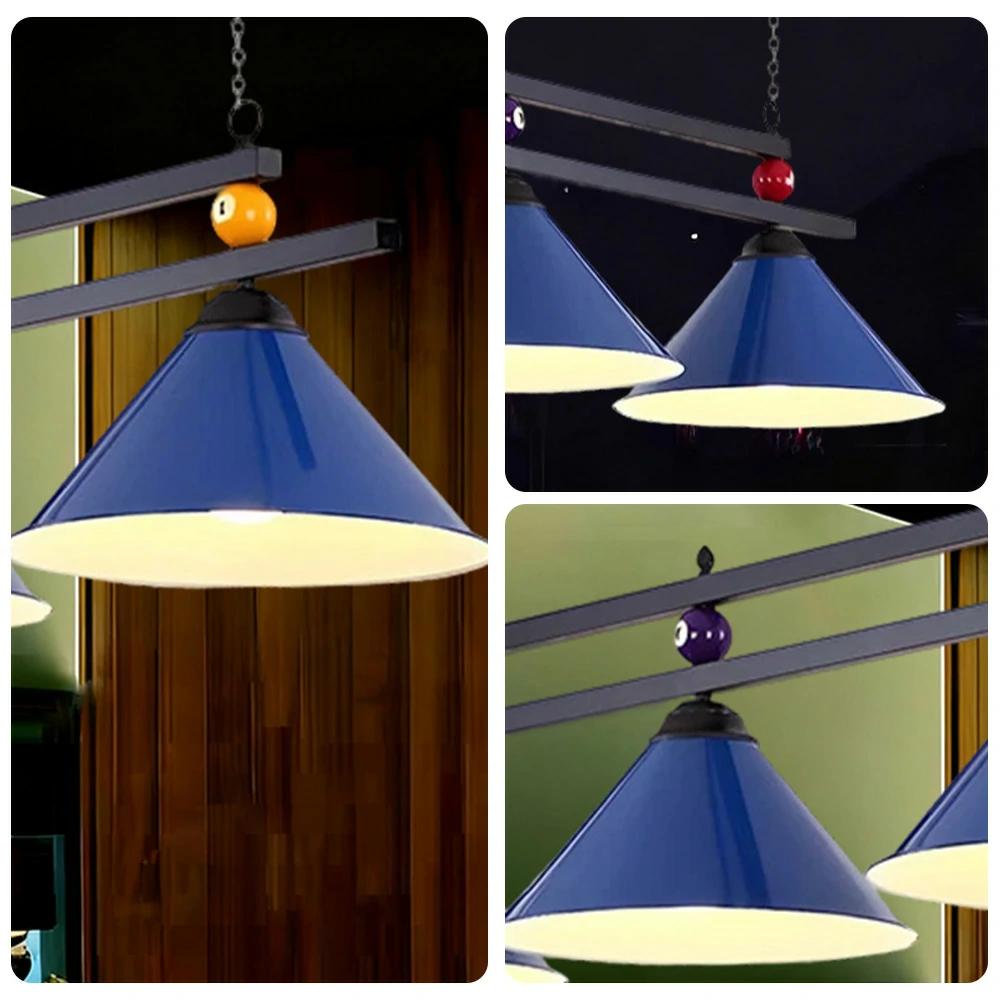 ARIX Pool Table Light, Heavy-Duty Chain and Thick Iron Rod, Painted Iron Shades with E27 Sockets, Durable and Elegant Billiard Lighting - Blue