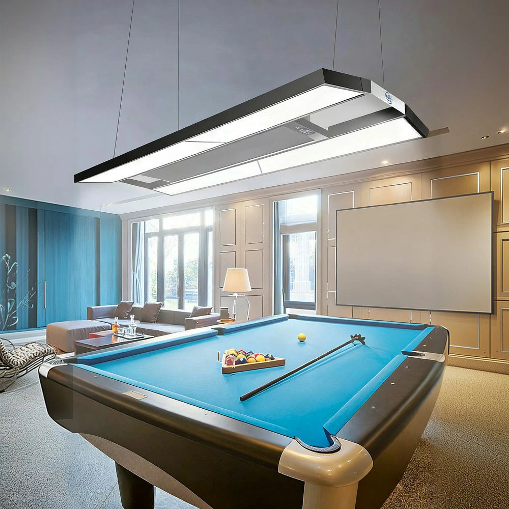 ARIX Pool Table Light, LED Panels with Air Purification, Painted Iron Body, Remote Control, 380W 4-Panel Billiard Lighting - Black